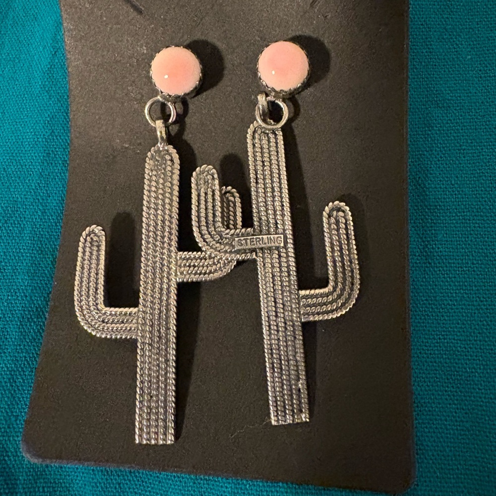 Pink Conch Cactus Earrings